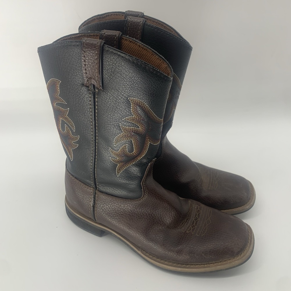BOYS'  WORK Cowboy  WESTERN BOOTS - SQUARE TOE Youth Size 3 Magellan Outfitters